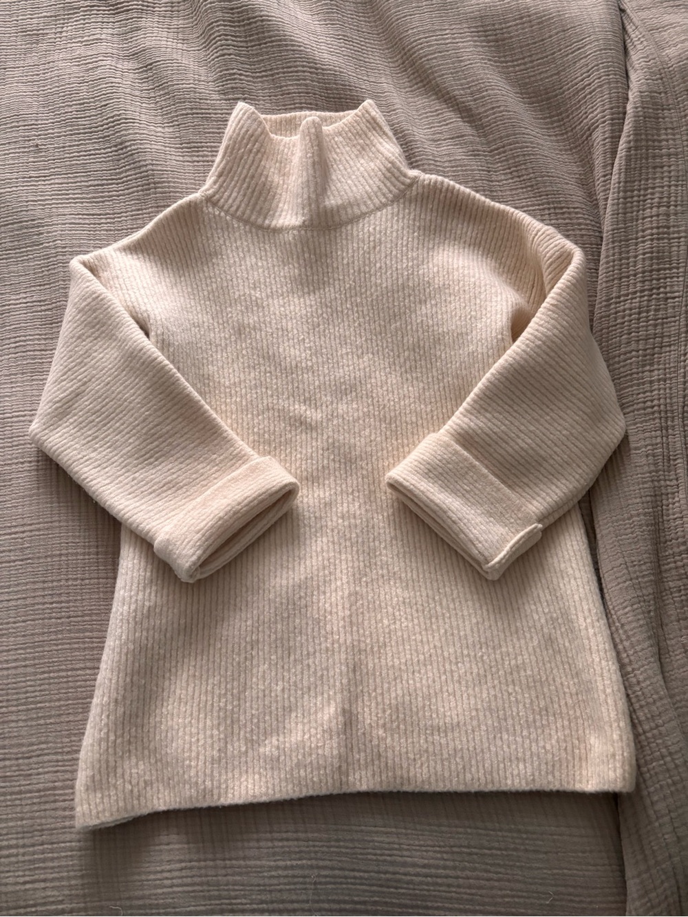 Jacquemus Cream Ribbed High-Neck Sweater